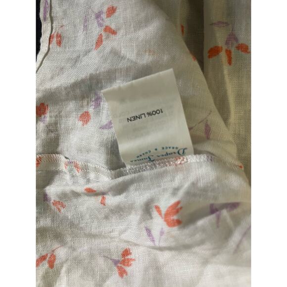 Draper James Women's Sleeveless Top Medium 100% Linen White Floral Print - Picture 4 of 6